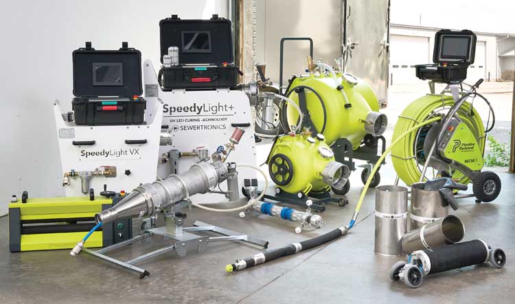 Line up of Pipeline Renewal Technologies equipment.
